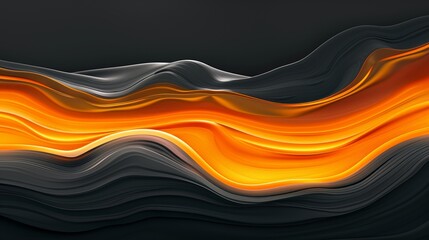 Wallpaper Abstract orange and black waves are flowing, creating a digital background