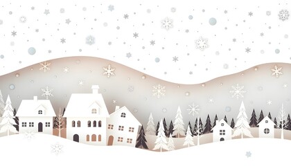 Fototapeta premium Cute snowy village in winter, christmas decoration