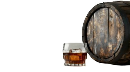 Alcohol drink barrel on white transparent background

