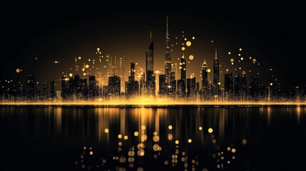 Fototapeta premium Elegant Golden Hour City Skyline with Blurred Background for Minimal Web Design, Classy High-End Firm Aesthetic