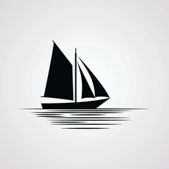 sailboat silhouette logo design element vector template