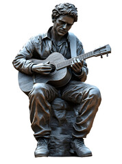 Naklejka premium Guitar Player Sculpture in Realistic Detail, transparent background