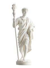 Obraz premium Elegant White Statue Holding Torch in Classical Style, transparent background