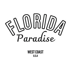 Florida Beach typography design with map vector. surfing theme badge design. For t-shirt prints, posters, stickers and other uses.