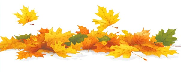 A collection of autumn leaves in various colors arranged artistically.