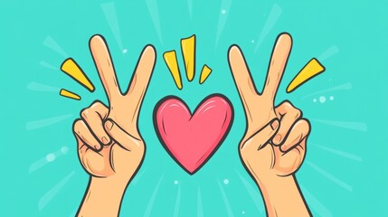 Obraz premium hands silhouette making heart shape with two fingers for i love you sign in korean style gesture vector illustration 