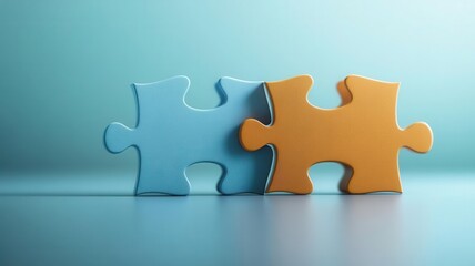 Dynamic illustration of two puzzle pieces coming together, symbolizing the unity and strategy...