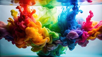 Obraz premium Colorful inks floating and blending in water , liquid, vibrant, abstract, artistic, swirling, mix, dye, paint