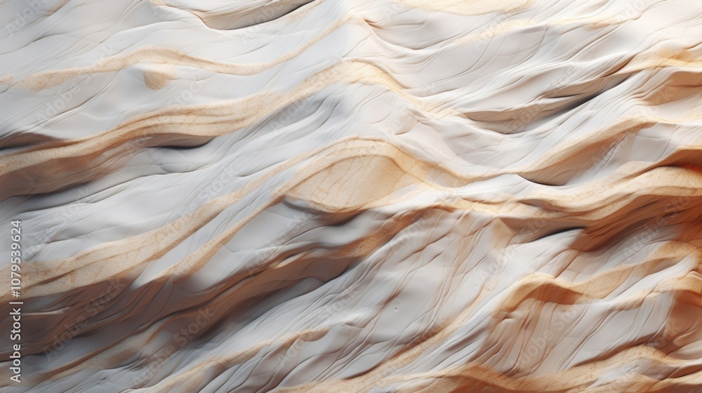 Aufkleber Abstract texture of flowing waves in soft beige and cream colors creating a tranquil and serene background with subtle gradients and gentle curves.