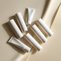 minimalist beauty product bottles, clean and skincare packing.