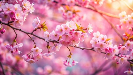 Mesmerizing cherry blossom scene with pink petals in full bloom , Sakura, charm, beauty, harmony, tranquil, nature