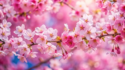 Fototapeta premium Mesmerizing stock photo showcasing the charm of Sakura blooms with beautiful cherry blossom scenes and pink petals