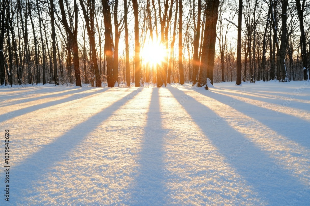 Aufkleber a snow covered field with trees in the background