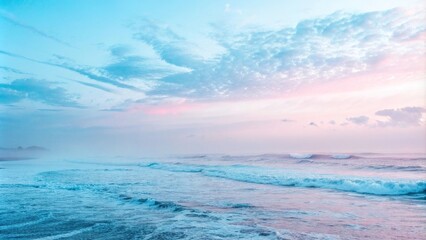 Obraz premium Soft blue pink hue blending with abstract background, creating a dreamy atmosphere, cloudlike textures, swirling colors, abstract backgrounds, gradient effects, ethereal effects