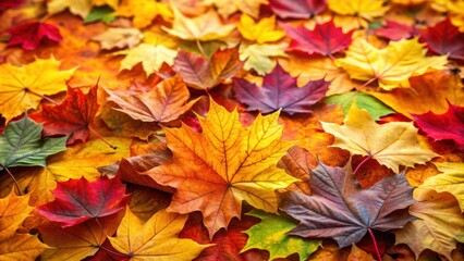 Fototapeta premium Vibrant background of fallen autumn leaves , vibrant, colorful, beautiful, seasonal, foliage, nature, autumn, outdoors