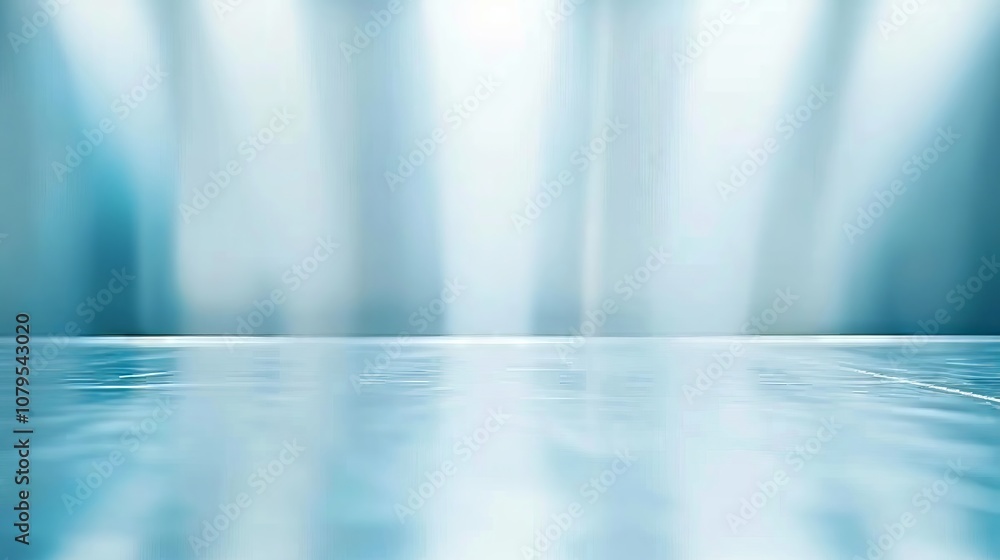 Poster serene empty abstract blue background with soft light reflections on smooth water surface minimalist