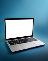 Laptop with white screen isolated on minimalis background