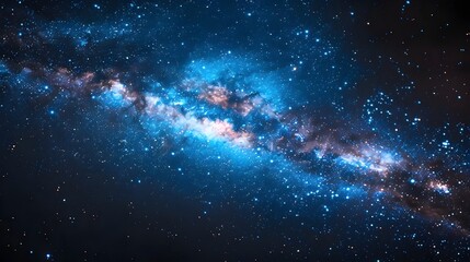 A blue galaxy with a long, thin line of stars