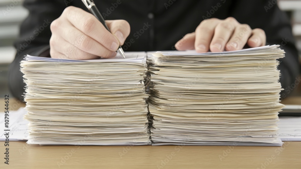 Aufkleber document management process office setting business activity corporate environment close-up view org