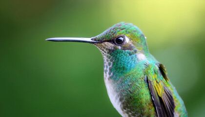 Fototapeta premium Hummingbird isolated with blur green bokeh background