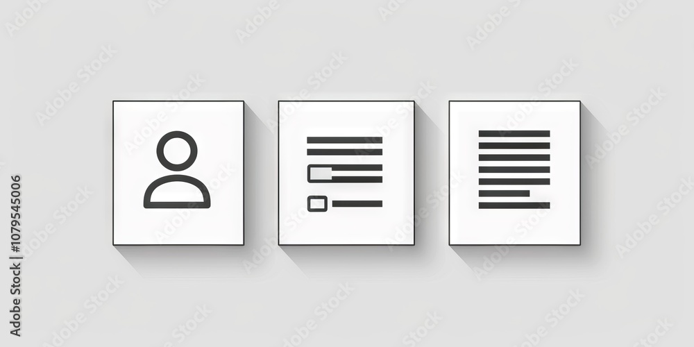 Poster minimalistic ui user interface icons for profile settings and document management concept