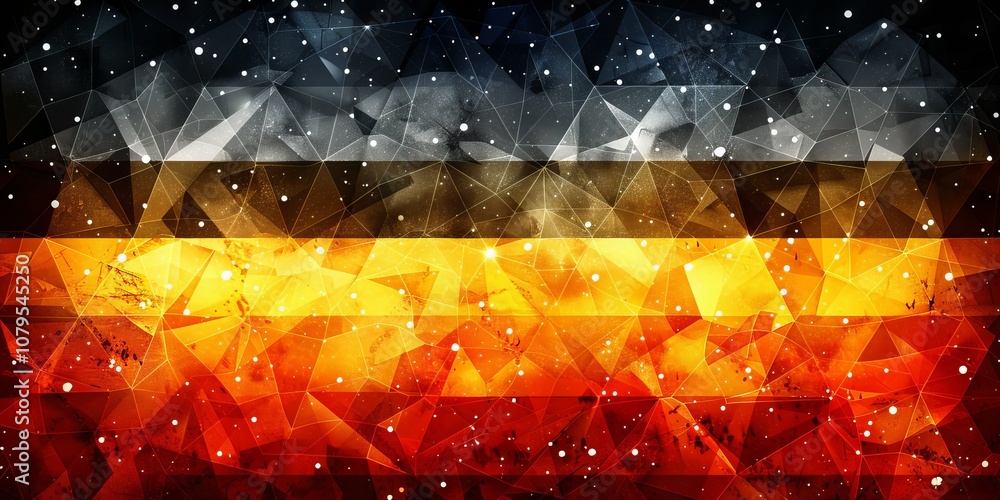 Poster abstract german flag with geometric shapes and splatter texture in vibrant colors for dynamic art de