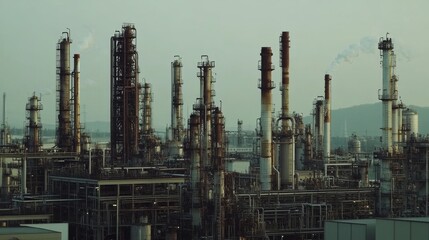 Obraz premium Oil refineries and chemical plants in industrial areas
