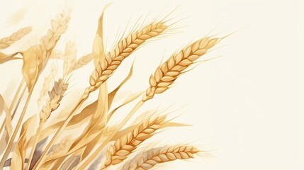 Fototapeta premium Watercolor Painting of Golden Wheat Stalks