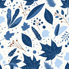 Fototapeta premium seamless flower and leaf pattern on background