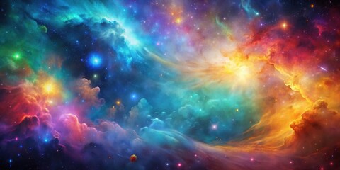 Naklejka premium Abstract galaxy background with vibrant multicolored hues, cosmos, universe, space, stars, nebula, celestial