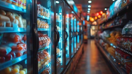 A grocery store with a lot of food in the refrigerators