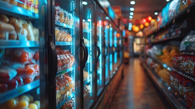 A grocery store with a lot of food in the refrigerators
