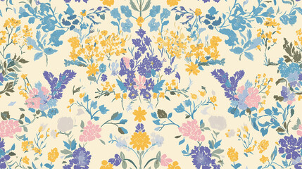 seamless flower and leaf pattern on background