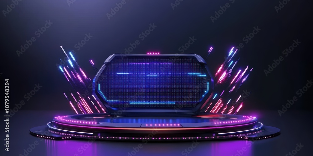 Aufkleber dynamic led display showcase modern tech studio digital media platform futuristic environment wide a