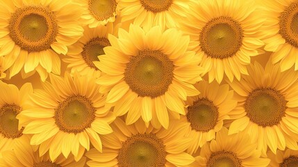 Fototapeta premium Close-up View of a Cluster of Golden Yellow Sunflowers