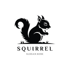 squirrel Silhouette logo design element vector template