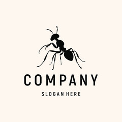 Ant silhouette logo design element vector template