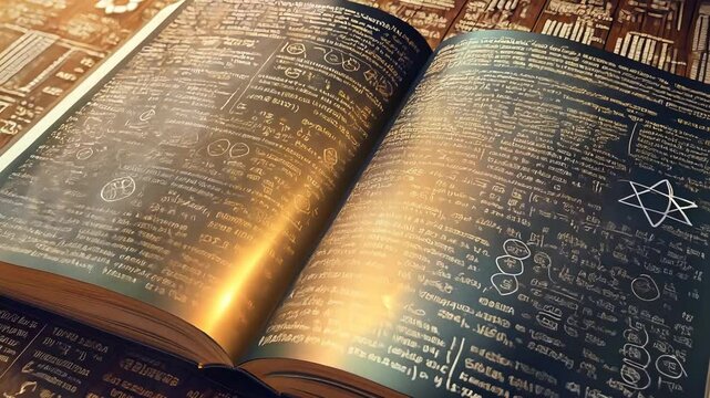 An ancient grimoire featuring mystical symbols and esoteric text