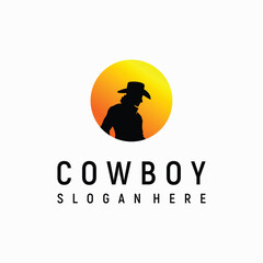 Cowboy silhouette logo design element vector template