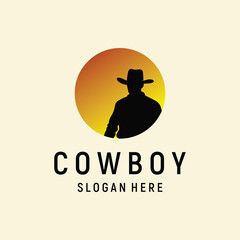 Cowboy silhouette logo design element vector template