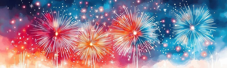 Fototapeta premium Family enjoying vibrant fireworks display at night by the water.