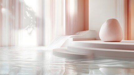 A luxurious spa advertisement design featuring soft pastel tones, flowing water elements, and calming typography to evoke relaxation and tranquility.