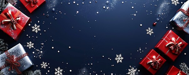 Christmas Gifts on Blue Background