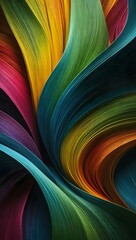 Colorful abstract waves of paint swirl together in a vivid display of art on a canvas. Generative AI