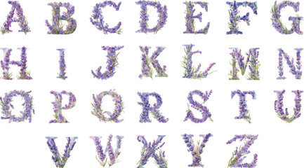alphabet lavender watercolor clipart