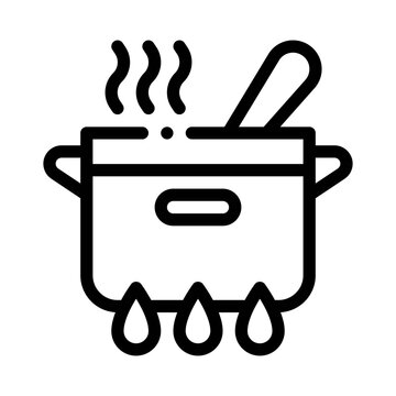 cooking pot with steam and spoon clip art preview