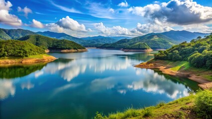 Scenic view of Khanbulan reservoir in December, Azerbaijan, Khanbulan, reservoir, winter, December, snow, mountains