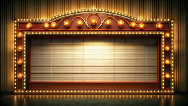Old fashioned cinema marquee with blank spaces for film titles or event listings, retro, vintage, cinema, marquee, blank