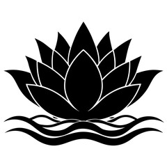 a silhouette of a lotus flower rising