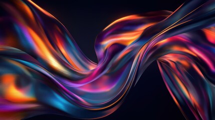 Naklejka premium Abstract Holographic Waves in Vibrant Colors - Digital Art Background